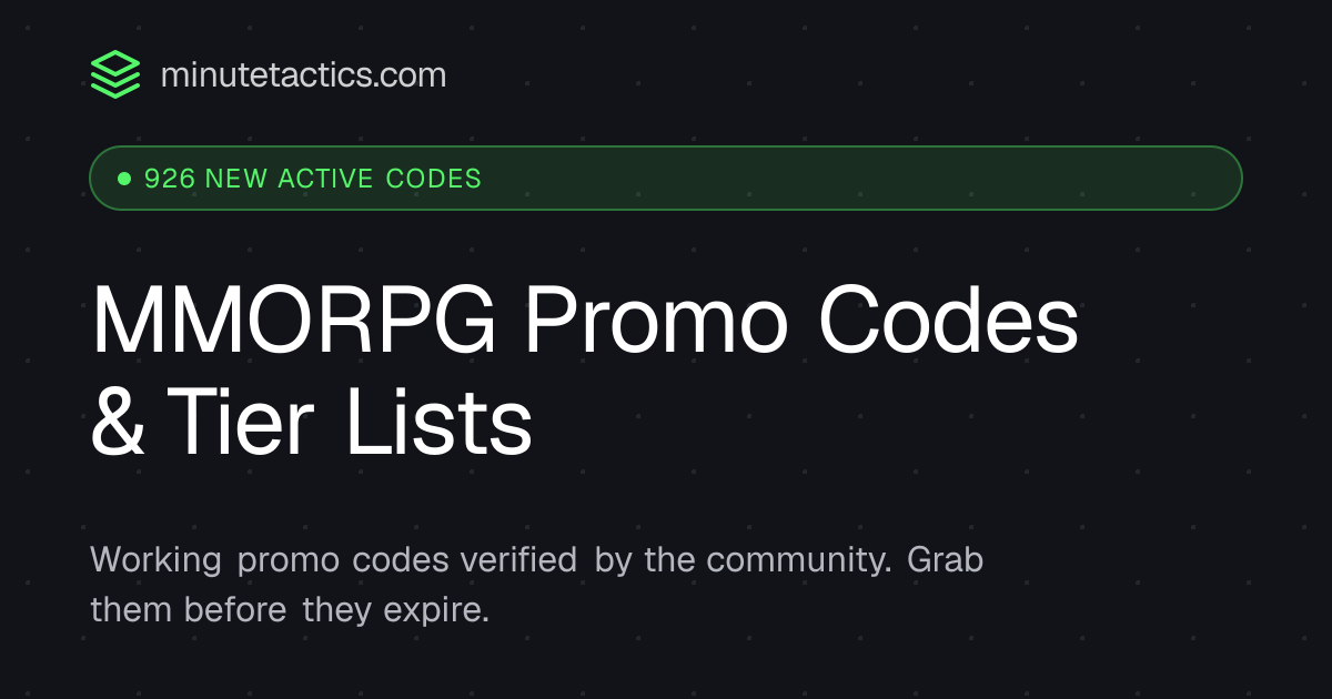 MMORPG Promo Codes & Tier Lists | MinuteTactics